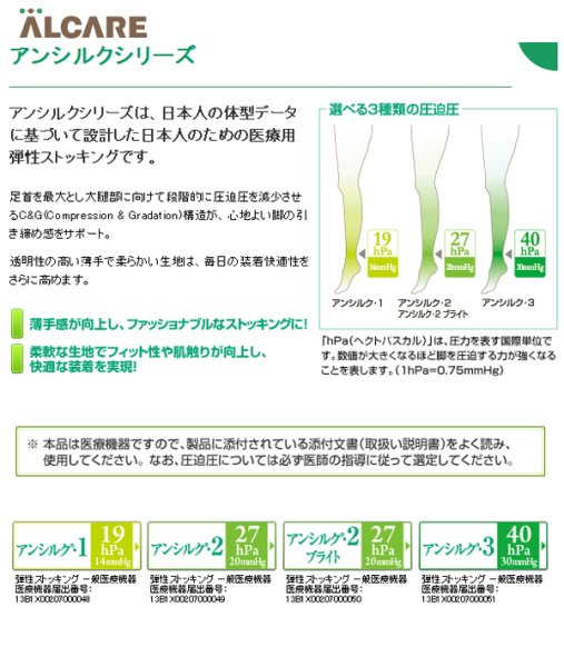 画像2: アルケア アンシルク2ストッキング(両足）【27hPa/20mmHg】 (2)