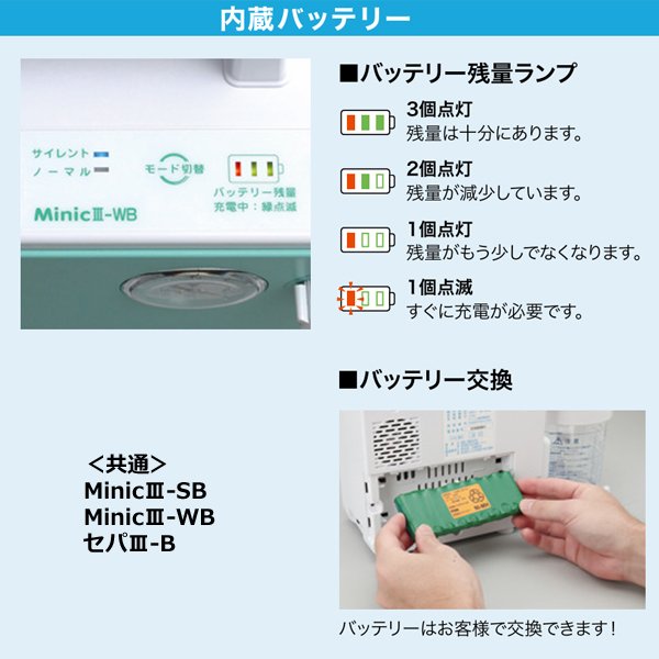 画像2: 新鋭工業 ミニックIII-SB（吸引器）　スタンダードタイプ【AC電源+内蔵バッテリー】 (2)